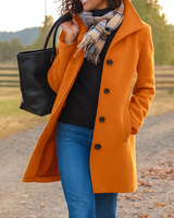 Damen klassischer Wintermantel mit Knopfleiste in Orange