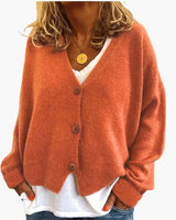 Gwen – Langärmelige Strickjacke in Hellorange