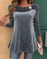 Zulikha – Elegantes Langarm-Oberteil in Grau