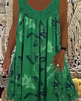 Samudri - Lockeres Armelloses Maxi Kleid Mit Rundhalsausschnitt in Grün