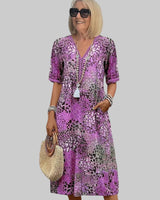 Marisse - Soft-Touch-Midikleid mit Blumenprint in Lavendel-Lila