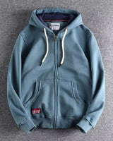 Max | Herren Zip-Hoodie Fleece Kapuzenpullover Casual in Türkisblau