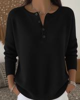Belen - Softtouch-Henley-Sweatshirt in Schwarz