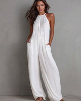 Rosira - Strukturierter Leinen-Jumpsuit in Weiß
