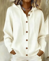 Giliza – Kapuzen-Strickjacke Mit Knöpfen in Weiß