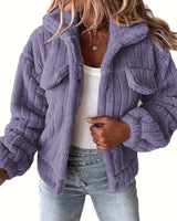 Libila – Kunstfell Jacke Mit Taschen in Lila