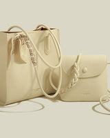 Damen Shopper Tasche aus strukturiertem Lackleder mit Crossbody Tasche - Renata in Weiß