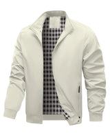 Charith - Lässige Langarm Jacke Mit Reißverschluss in Beige