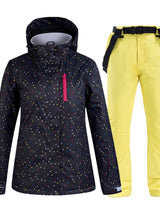 Warmer und wasserdichter Skianzug für Damen - Liora in Set mit gelber Hose