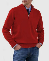 Ben | Modischer Warmer Pullover Mit Halbem Reißverschluss in Rot