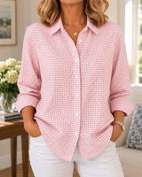 Colien – Langärmliges Gingham-Hemd mit Knöpfen in Rosa