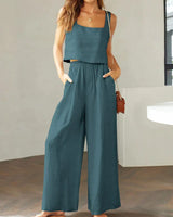 Scarlett | Damen Set Top Hose Koordiniert Elegant Modern in Blau
