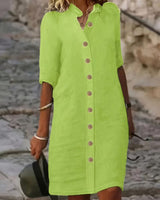 Keiniza – Kurzarm-Hemd Kleid in Grün