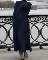 Popi | Lässiges langes Winterkleid in Marineblau