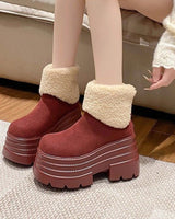 Damen Plateau-Stiefeletten mit Steppmuster - Svea in Rot