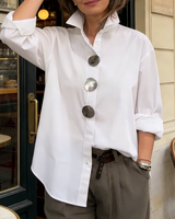 Marisen - stylische, lässige Bluse mit Knopfleiste in Weiß