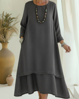 Sienna - langärmeliges Midi-Kleid mit weicher Haptik in Grau