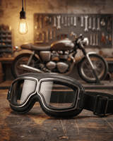 Alaric - Vintage-Motorradbrille in Texturiertes Schwarz