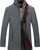 Herren Wintermantel | Elegantes Design | Stehkragen | Warm Gefüttert in Grau