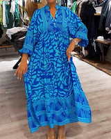 Carmilla - Lebhaftes Bedrucktes Kleid in Blau (Fast ausverkauft)