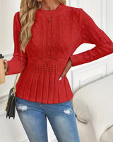 Bellie - Grob Gestrickter Pullover Mit Rundhalsausschnitt in Rot
