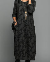 Cassie | Lässiges Rundhals-Winterkleid in Schwarz