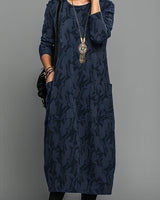 Cassie | Lässiges Rundhals-Winterkleid in Blau