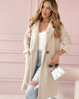 Olysera - Strukturierter Longmantel in Beige