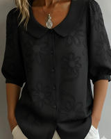 Perina - Soft-Touch-Bluse mit Blumenmuster in Schwarz