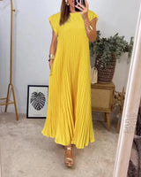 Sierra | Plissee Maxi Cocktailkleid in Gelb
