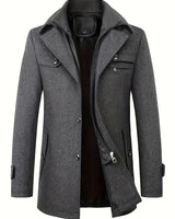 Quinten | Herren Schurwollmantel Business Casual dicke warme Jacke in Dunkelgrau