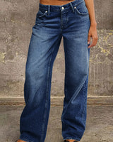 Jeans mit mittelhohem Bund und gerader Passform in Dunkelblau