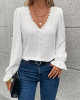 Rejina – Elegante Bluse Mit Spitzenkragen in Weiß