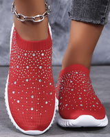 Elizaa – Bequemer Turnschuh Mit Strasssteinen in Rot