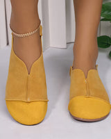 Bethan – Flexible Faltbare Flache Schuhe mit Eckiger Zehenpartie in Gelb
