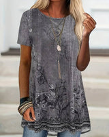 Abhishani - T-Shirt Mit Blumenmuster Und Lockerer Passform in Grau