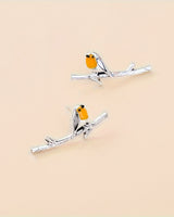 Verspielte Vogel-inspirierte Ohrringe in Silber
