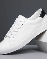 Rex | Herren Leder-Sneaker Low-Top Cupsole Casual in Weiß Kontrast