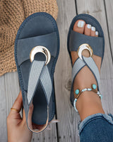 Marlenia – Flache Sandalen Mit Metallschnalle in Blau