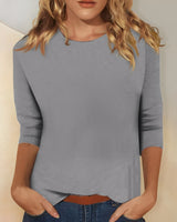 Katherina - Bequemes Rundhals-Shirt in Grau