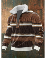 Ibrahima – Fleece Rollkragen Pullover Mit Reißverschluss in Braun-Grau