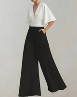 Yoko - Eleganter und trendiger Jumpsuit in Weiß Schwarz