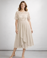 Floraine - Schickes Damenkleid in Beige