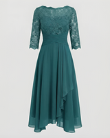Anitta - Elegantes, bequemes und lockeres Damenkleid in Blaugrün