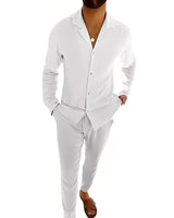 Hadrien - Männer-Set mit Langarmhemd und Hose in Weiß