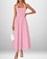 Joanna - Stilvolles Neckholder-Midikleid in Rosa