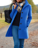 Damen klassischer Wintermantel mit Knopfleiste in Blau