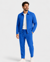 Tobiana - Set Aus Strukturierter Jacke MIT Reißverschluss Und Hose MIT Kordelzug in Blau