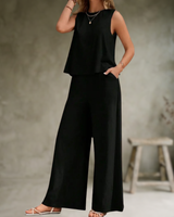 Alizeh - Elegantes ärmelloses Zweiteiliges Set in Schwarz