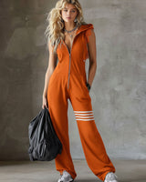Emese – Sportliches Retro-Einteiler-Set Mit Streifen in Orange